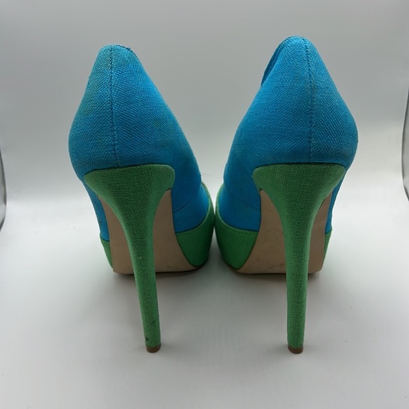 Penny Loves Kenny High Heels Stilettos Pumps Shoes Green Blue Womens 7.5 M - Picture 4 of 16